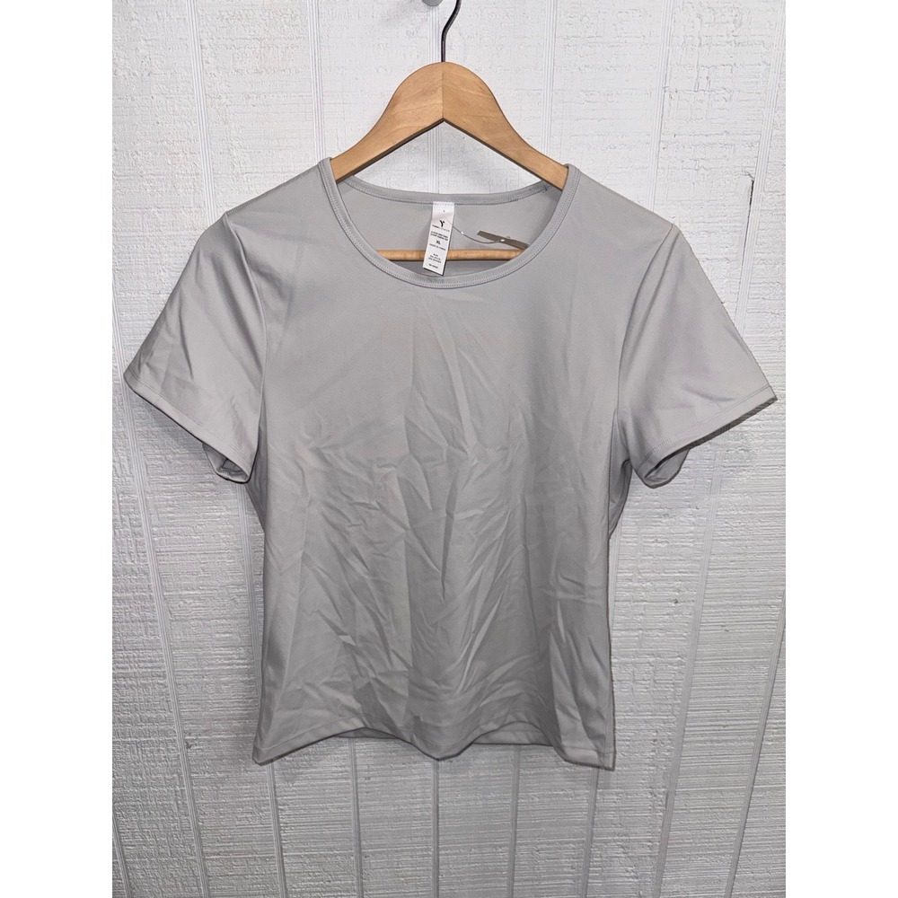 Yogalicious Cloud Skin Tara Top Womens Gray Short Sleeve Athletic Tee XL